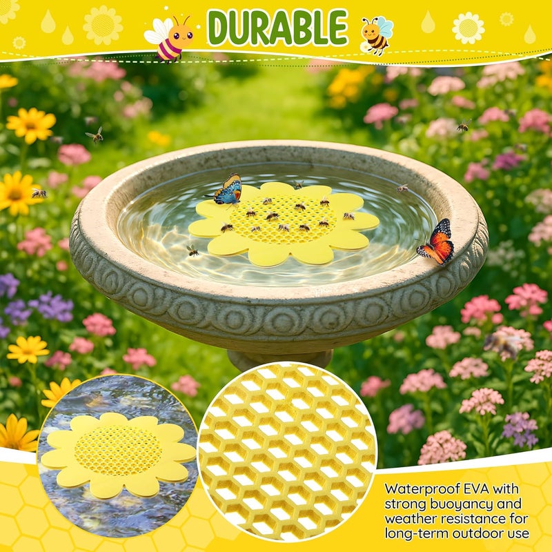 Enhon 4 Pack Bee Watering Station, 8.5 inch Sunflower Floating Bee Island, Butterfly Feeder, Pontoon Watering Station for Butterfly Insect Feeding, Bath and Outdoors Garden Decor - Image 5